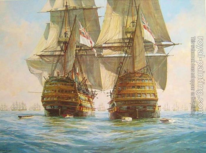 Geoff Hunt : Victory races Temeraire for the enemy line, Trafalgar, 21st October 1805
